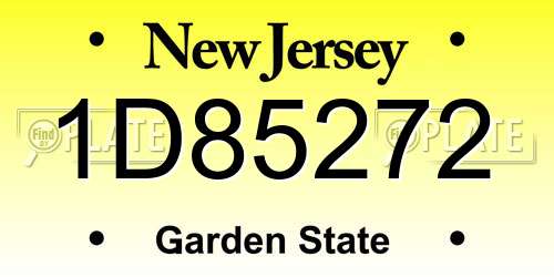 1D85272 New Jersey License Plate