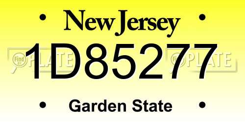 1D85277 New Jersey License Plate