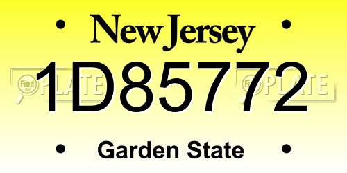 1D85772 New Jersey License Plate