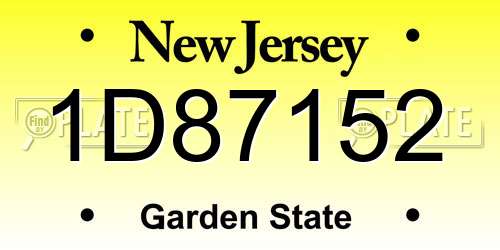 1D87152 New Jersey License Plate