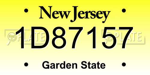 1D87157 New Jersey License Plate