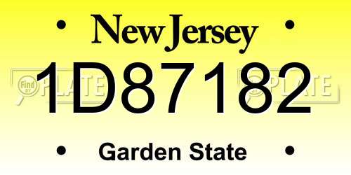 1D87182 New Jersey License Plate