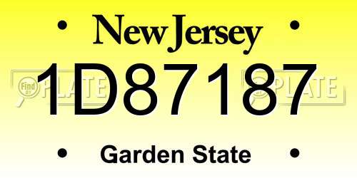 1D87187 New Jersey License Plate