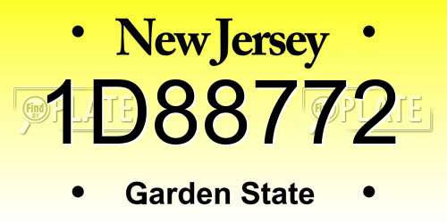 1D88772 New Jersey License Plate