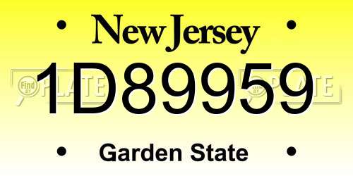 1D89959 New Jersey License Plate