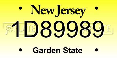 1D89989 New Jersey License Plate
