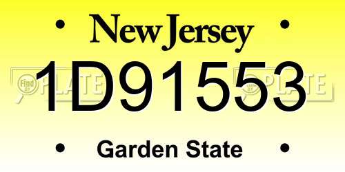 1D91553 New Jersey License Plate