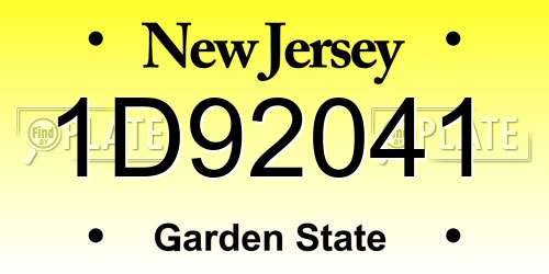 1D92041 New Jersey License Plate