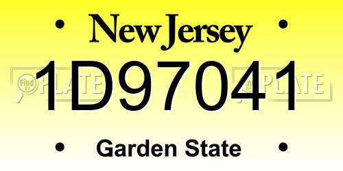 1D97041 New Jersey License Plate
