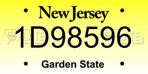 1D98596 New Jersey License Plate