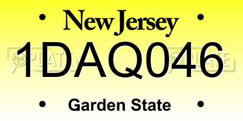 1DAQ046 New Jersey License Plate