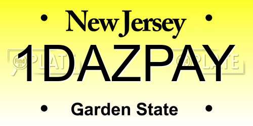 1DAZPAY New Jersey License Plate