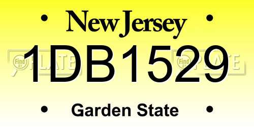 1DB1529 New Jersey License Plate