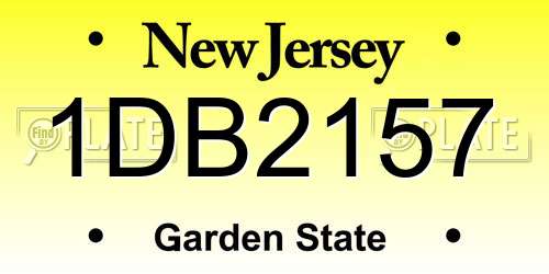 1DB2157 New Jersey License Plate