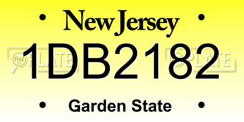 1DB2182 New Jersey License Plate