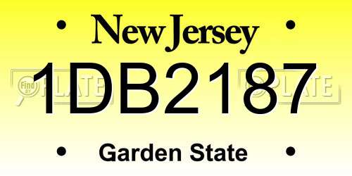1DB2187 New Jersey License Plate