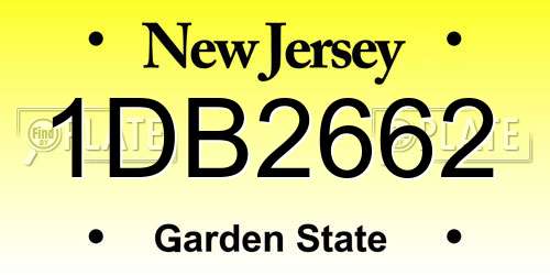 1DB2662 New Jersey License Plate