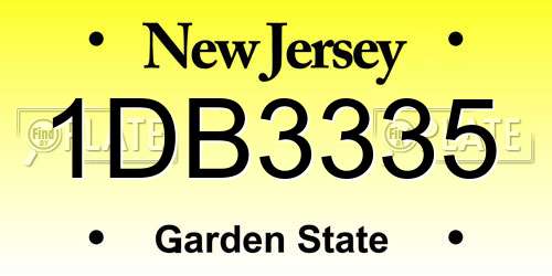 1DB3335 New Jersey License Plate