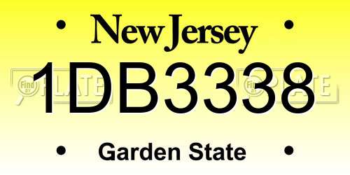 1DB3338 New Jersey License Plate