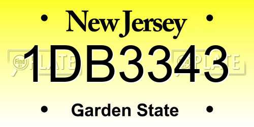1DB3343 New Jersey License Plate