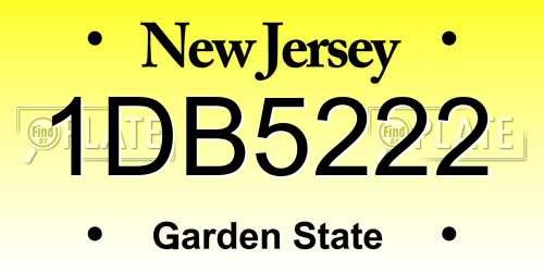 1DB5222 New Jersey License Plate