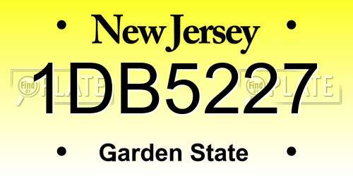 1DB5227 New Jersey License Plate