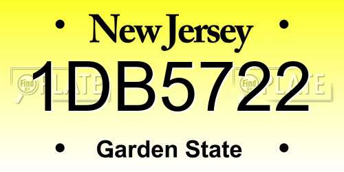 1DB5722 New Jersey License Plate