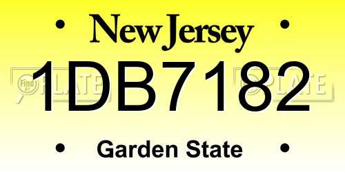 1DB7182 New Jersey License Plate
