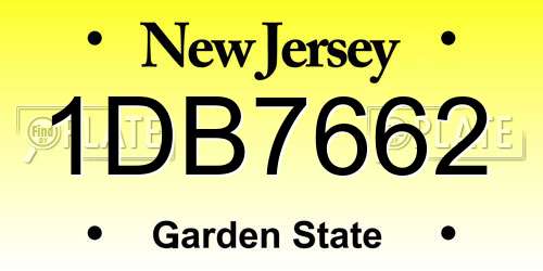 1DB7662 New Jersey License Plate