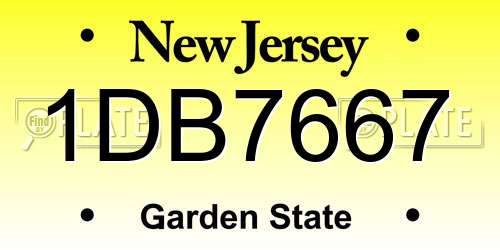 1DB7667 New Jersey License Plate