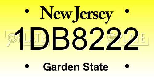 1DB8222 New Jersey License Plate