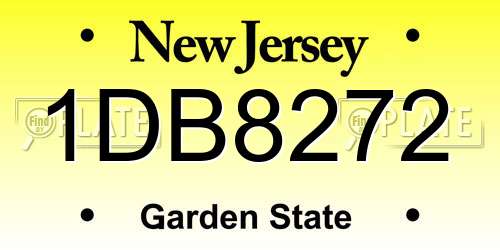 1DB8272 New Jersey License Plate