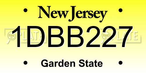 1DBB227 New Jersey License Plate