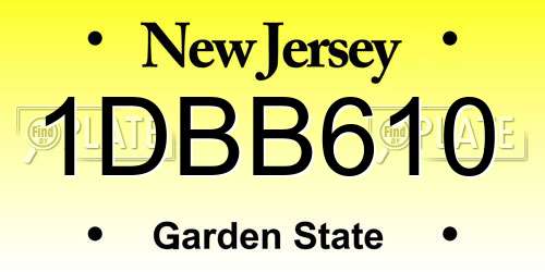 1DBB610 New Jersey License Plate