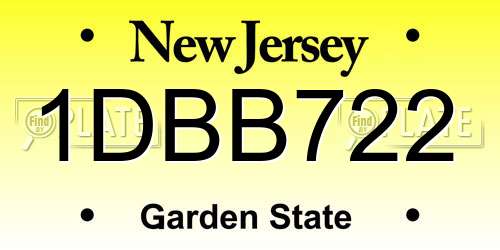1DBB722 New Jersey License Plate