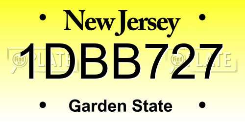 1DBB727 New Jersey License Plate