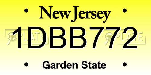 1DBB772 New Jersey License Plate