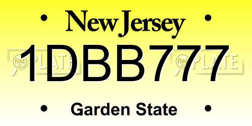 1DBB777 New Jersey License Plate
