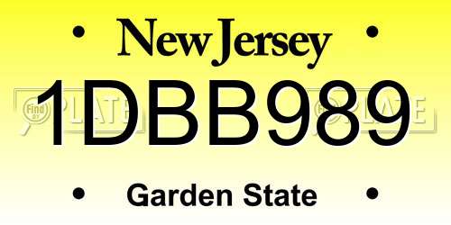1DBB989 New Jersey License Plate