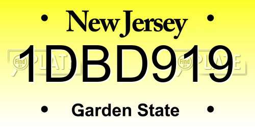 1DBD919 New Jersey License Plate
