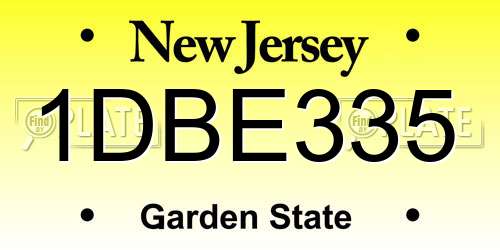1DBE335 New Jersey License Plate