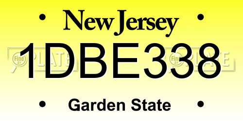 1DBE338 New Jersey License Plate