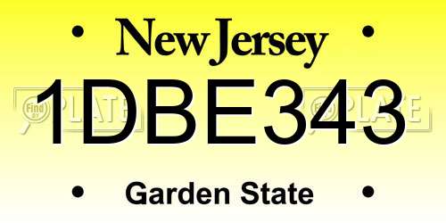 1DBE343 New Jersey License Plate