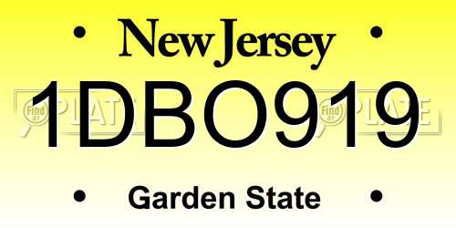 1DBO919 New Jersey License Plate