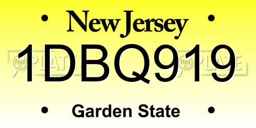 1DBQ919 New Jersey License Plate