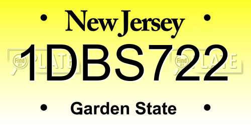 1DBS722 New Jersey License Plate