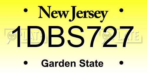 1DBS727 New Jersey License Plate