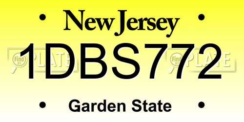 1DBS772 New Jersey License Plate