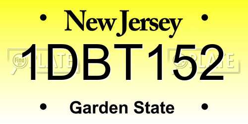 1DBT152 New Jersey License Plate