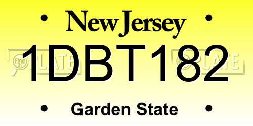 1DBT182 New Jersey License Plate